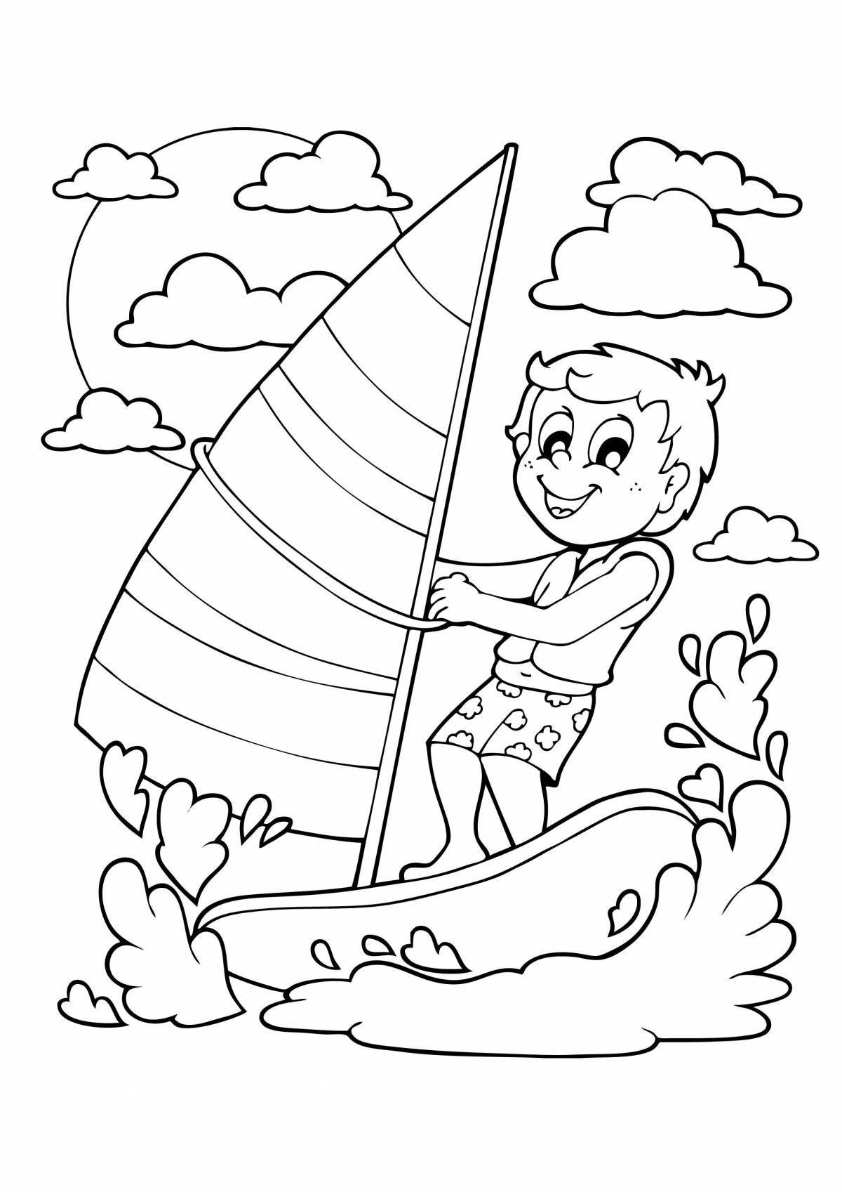 Glowing surf coloring page