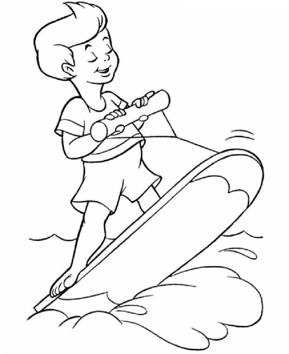 Fabulous surfing coloring page