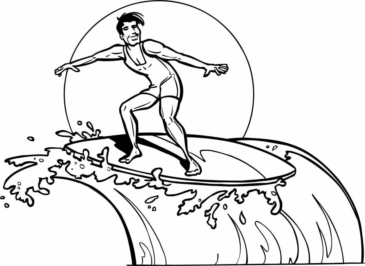 Удивительная страница раскраски серфинга