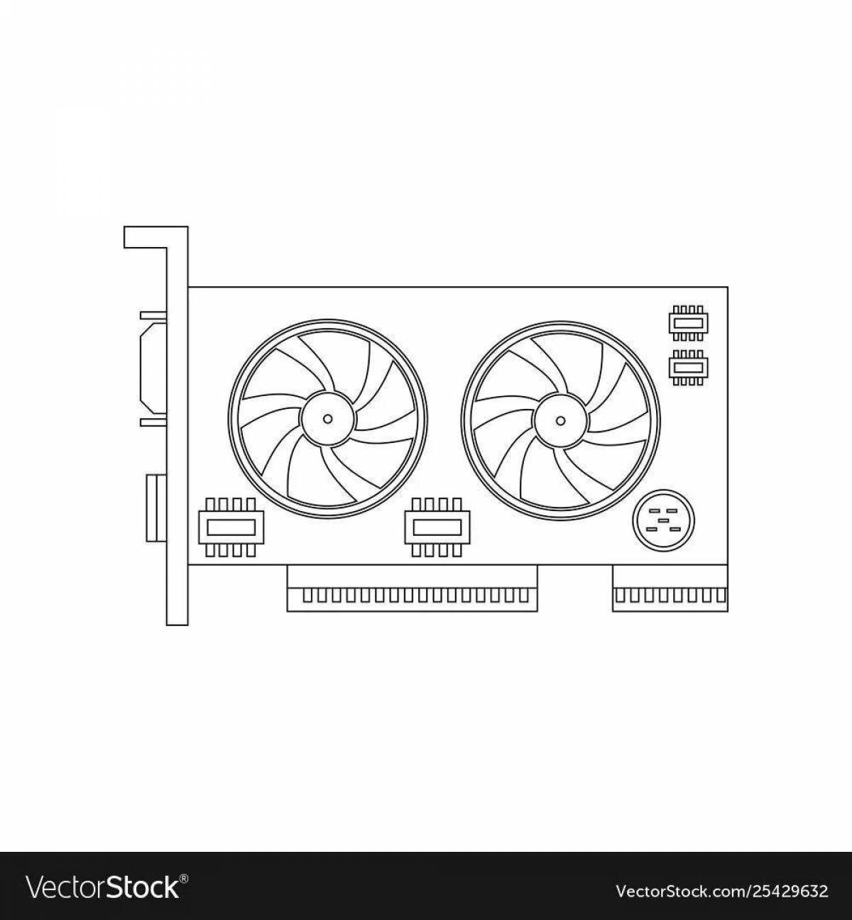 Vibrant graphics card coloring page