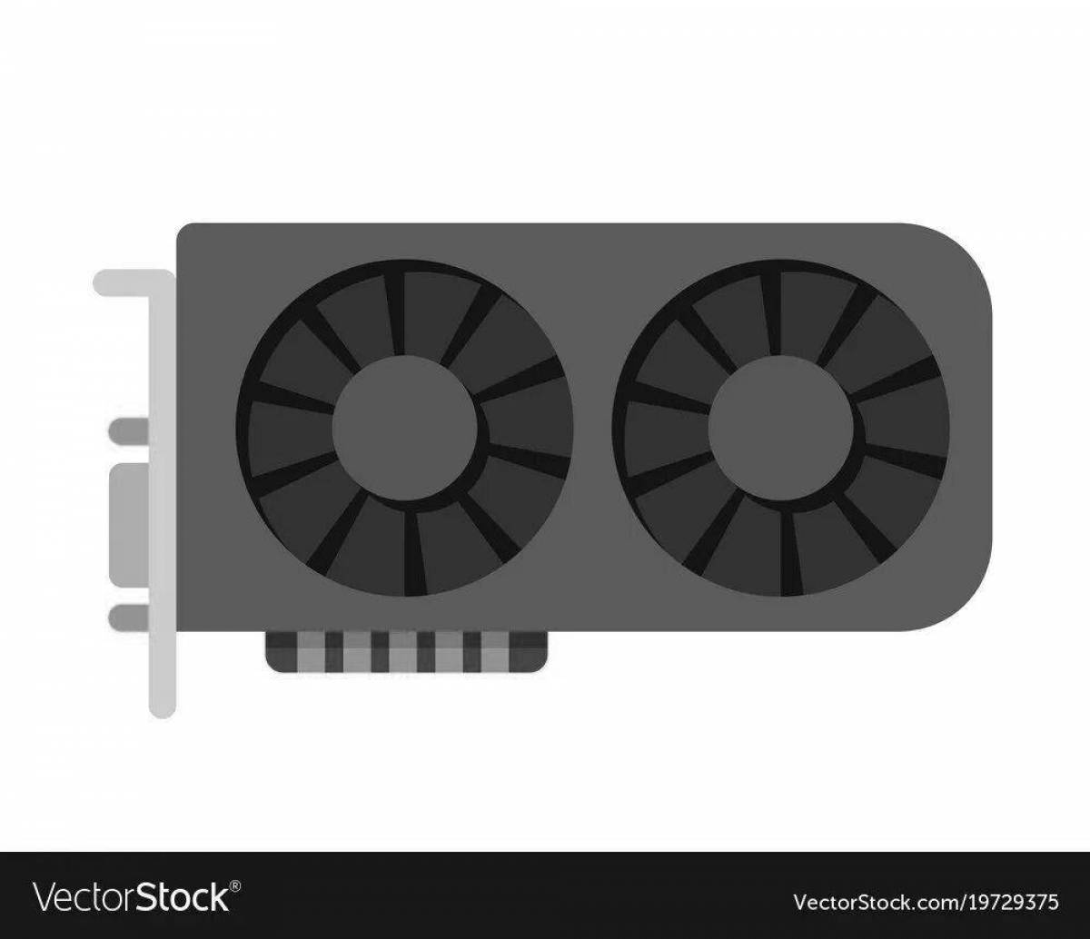 Detailed video card coloring page