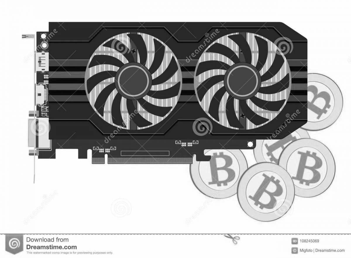 Adorable graphics card coloring page