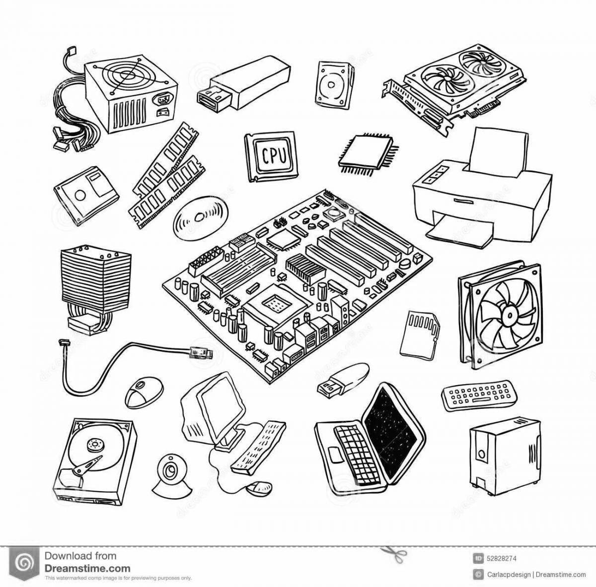 Video card color game coloring page