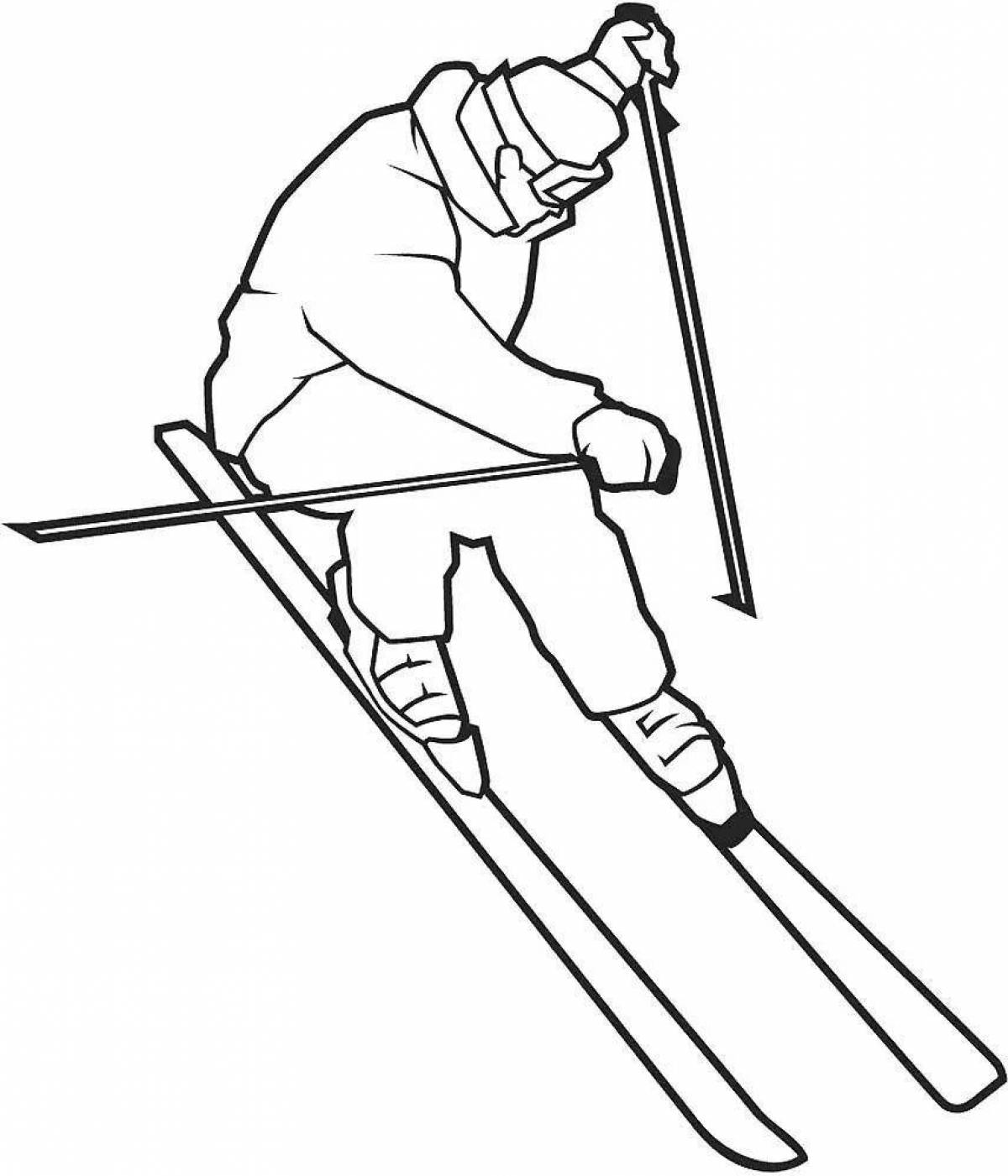 Adventurous skier coloring page