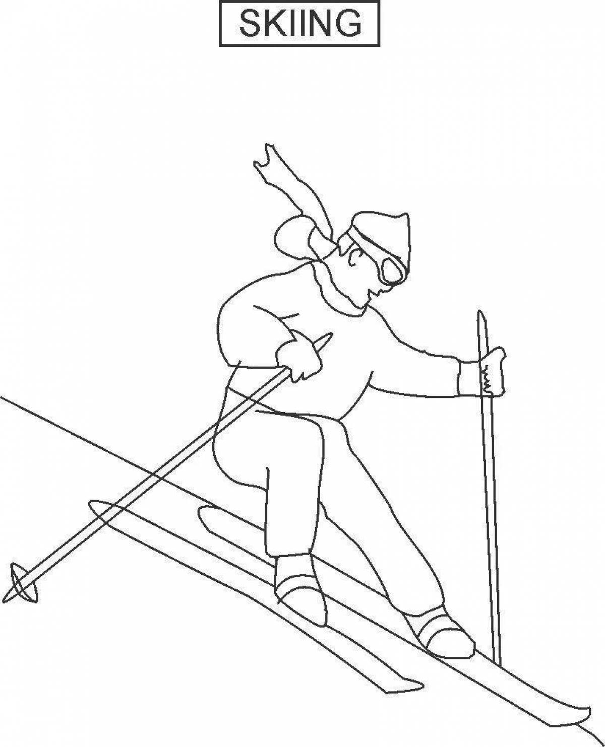 Coloring book magical skier