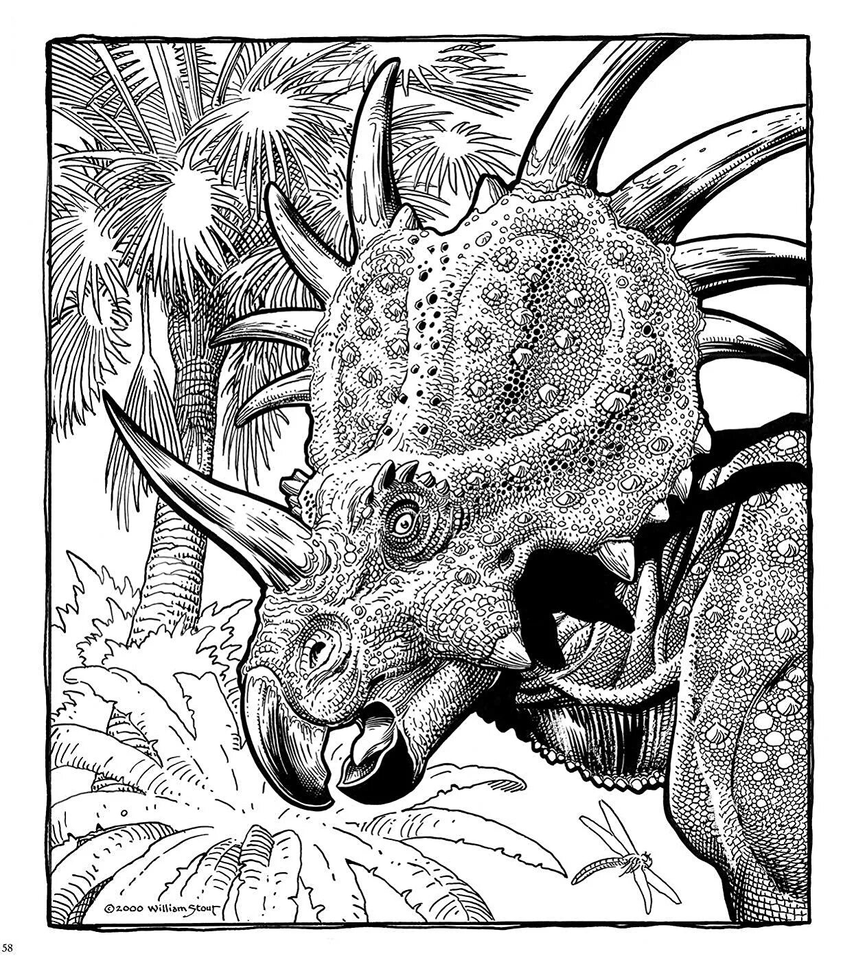 Отличительная страница раскраски стиракозавра