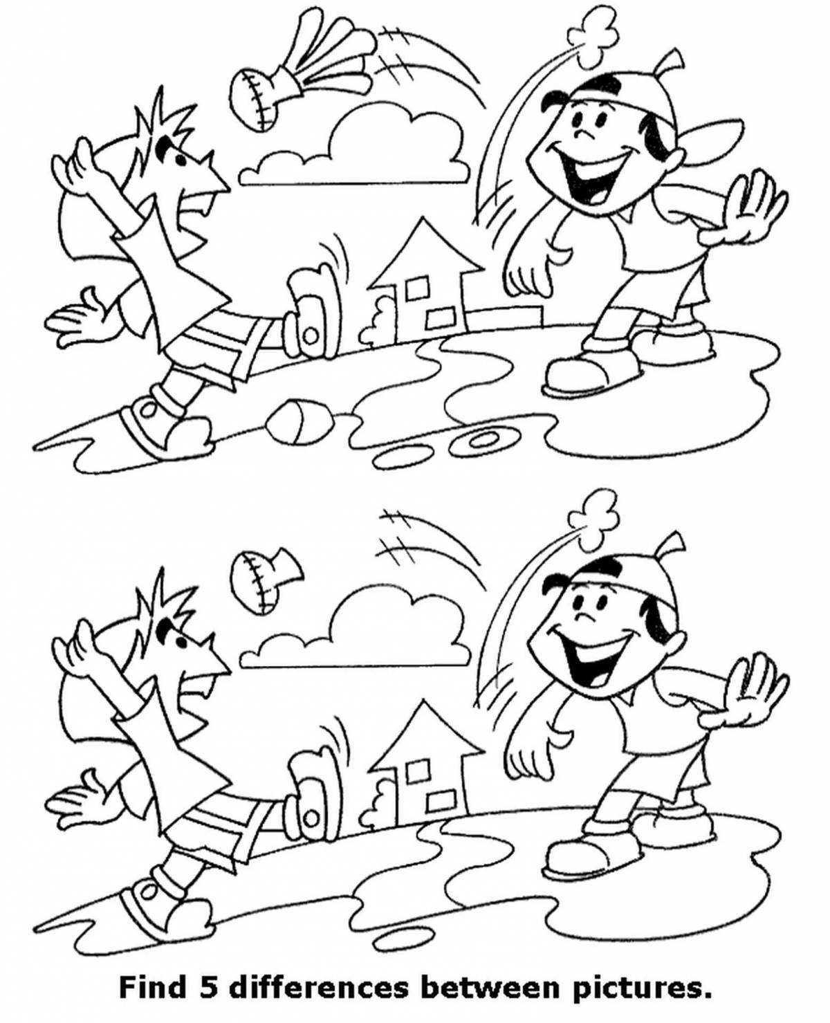 Differences of humorous coloring pages