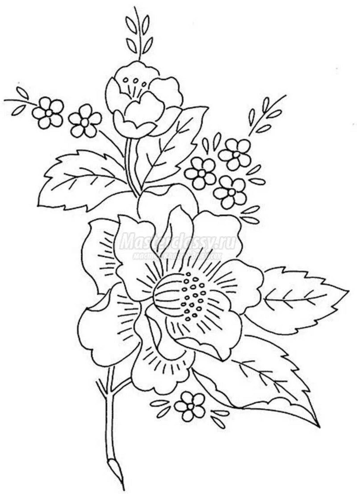 Coloring book with ornate embroidery