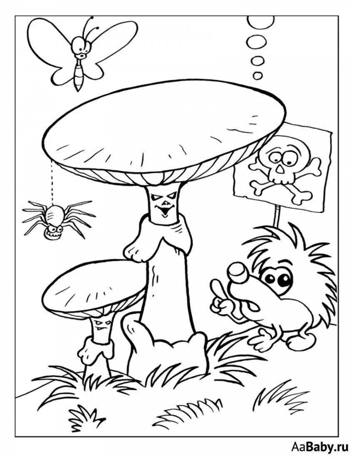 Coloring funny toadstool