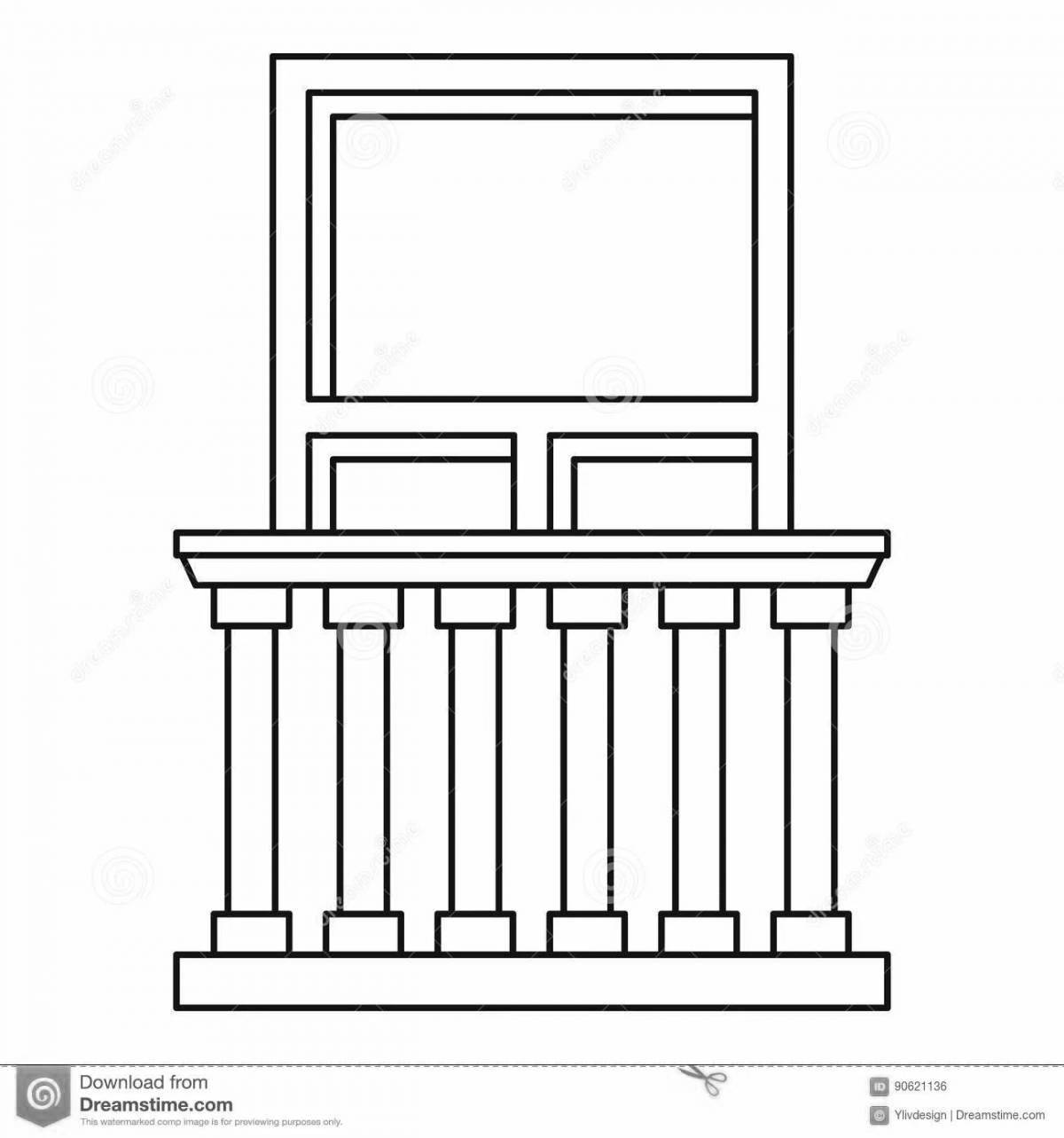 Bright balcony coloring page