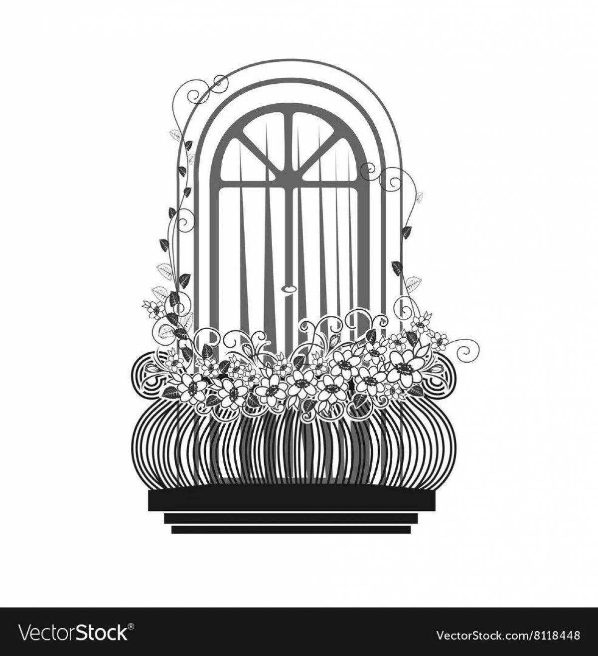 Coloring page joyful balcony