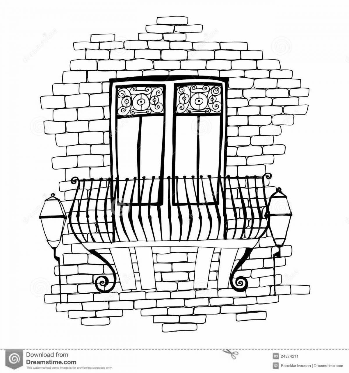Coloring page sunny balcony