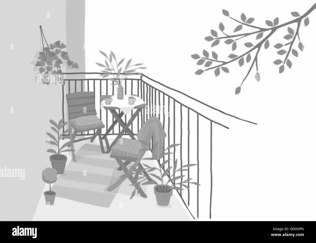 Coloring page majestic balcony