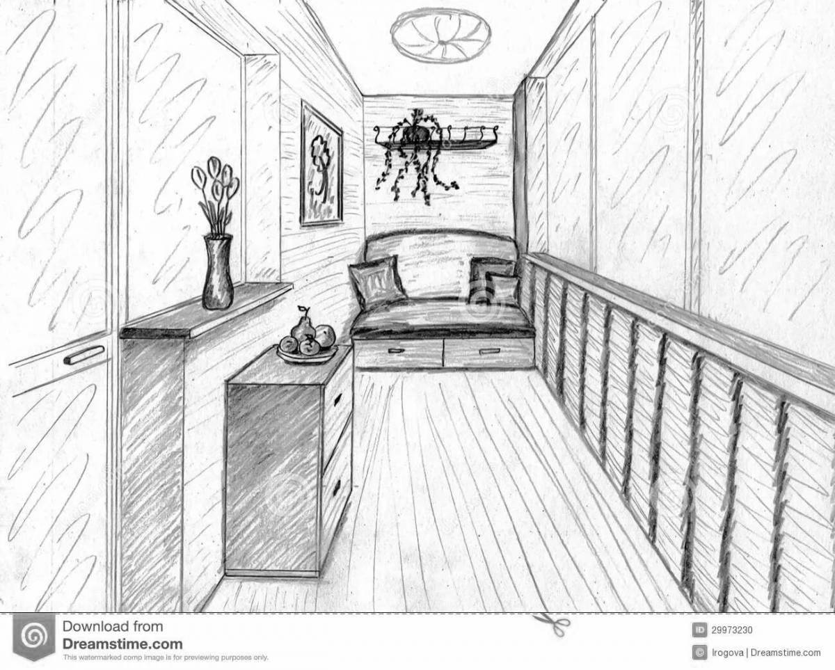 Coloring page charming balcony