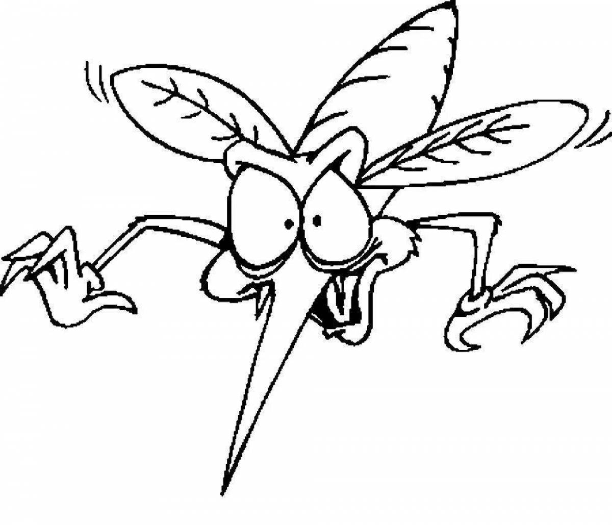 Playful mosquito coloring page