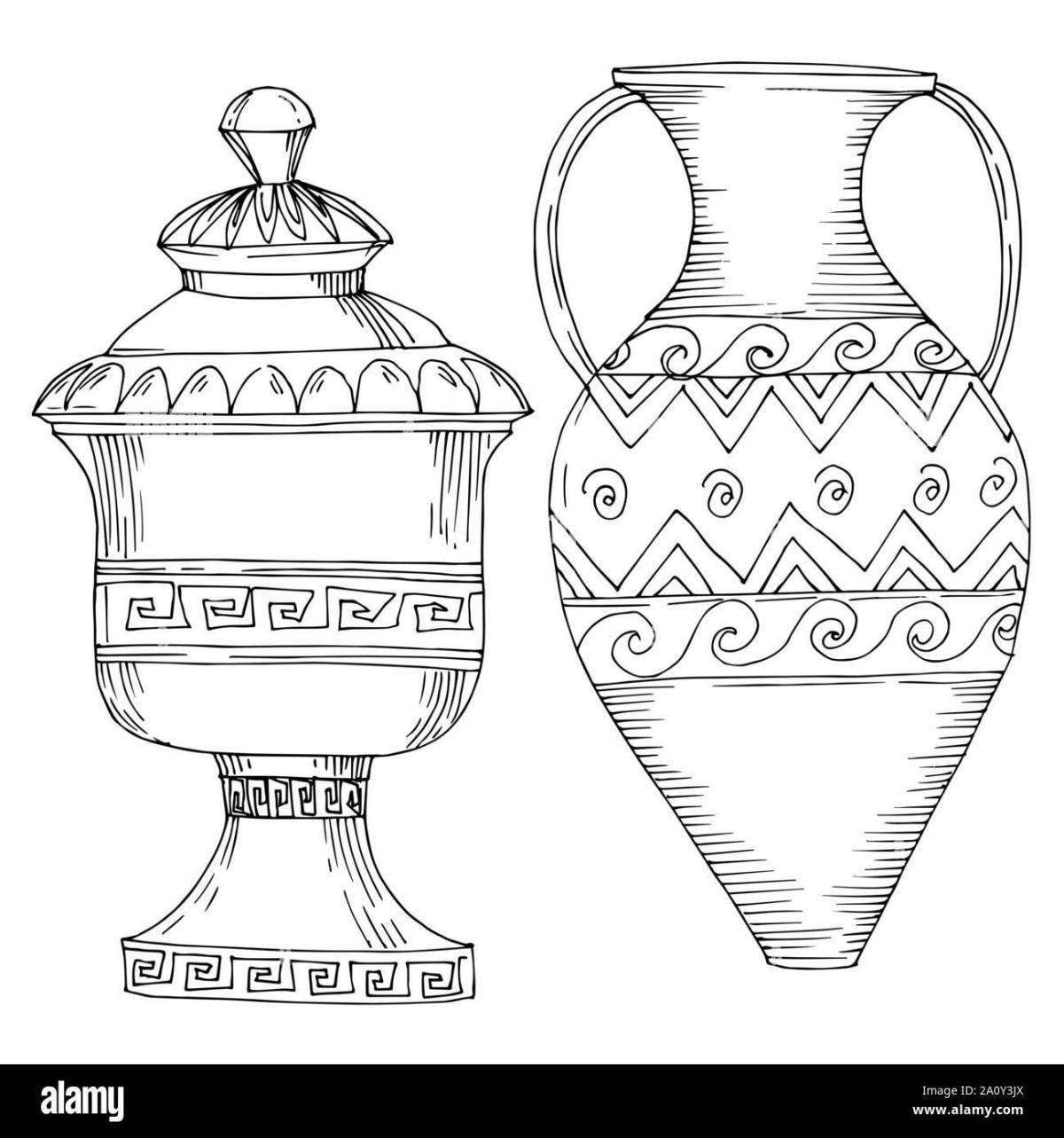 Colorful amphora coloring page
