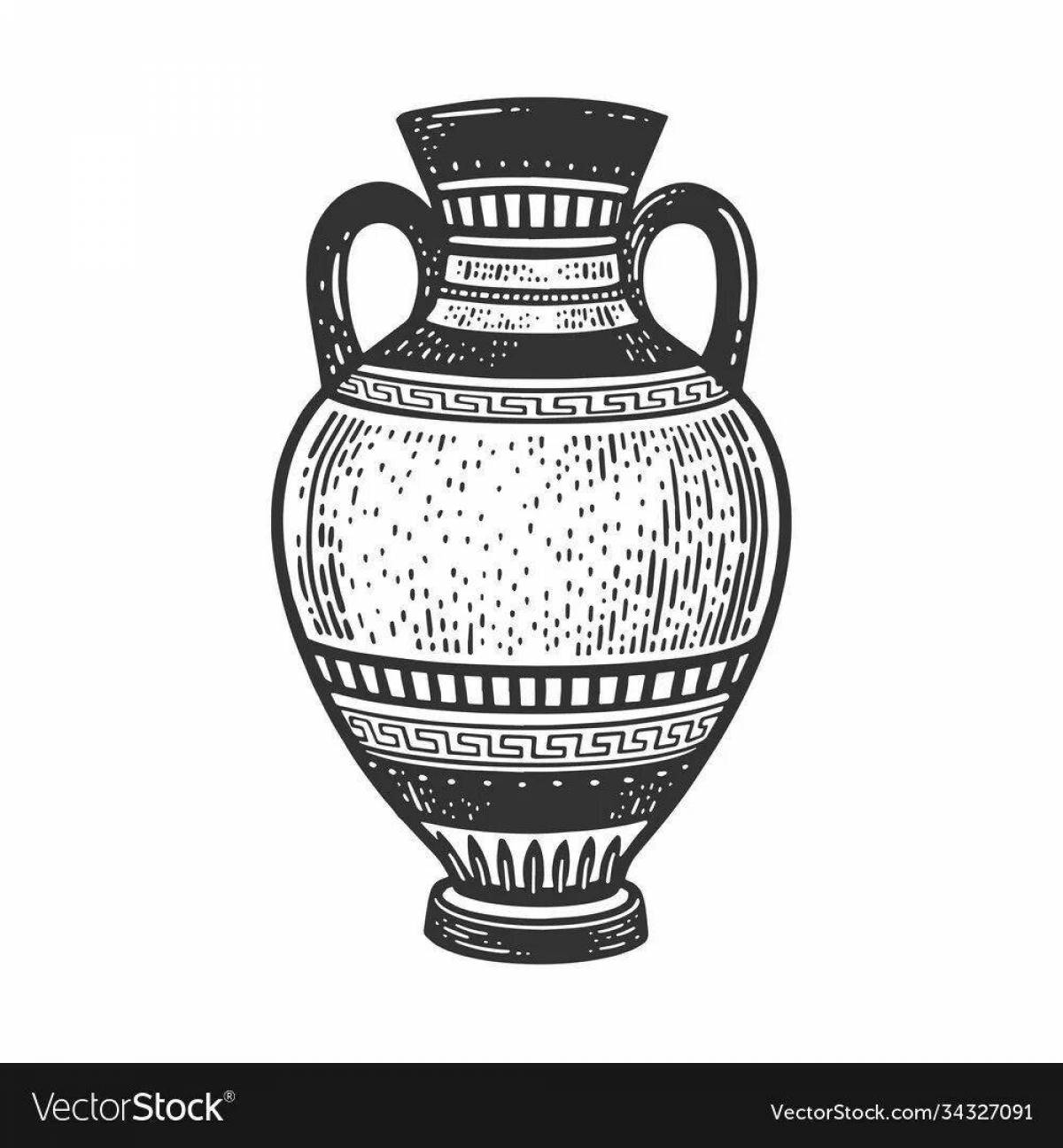 Playful amphora coloring page