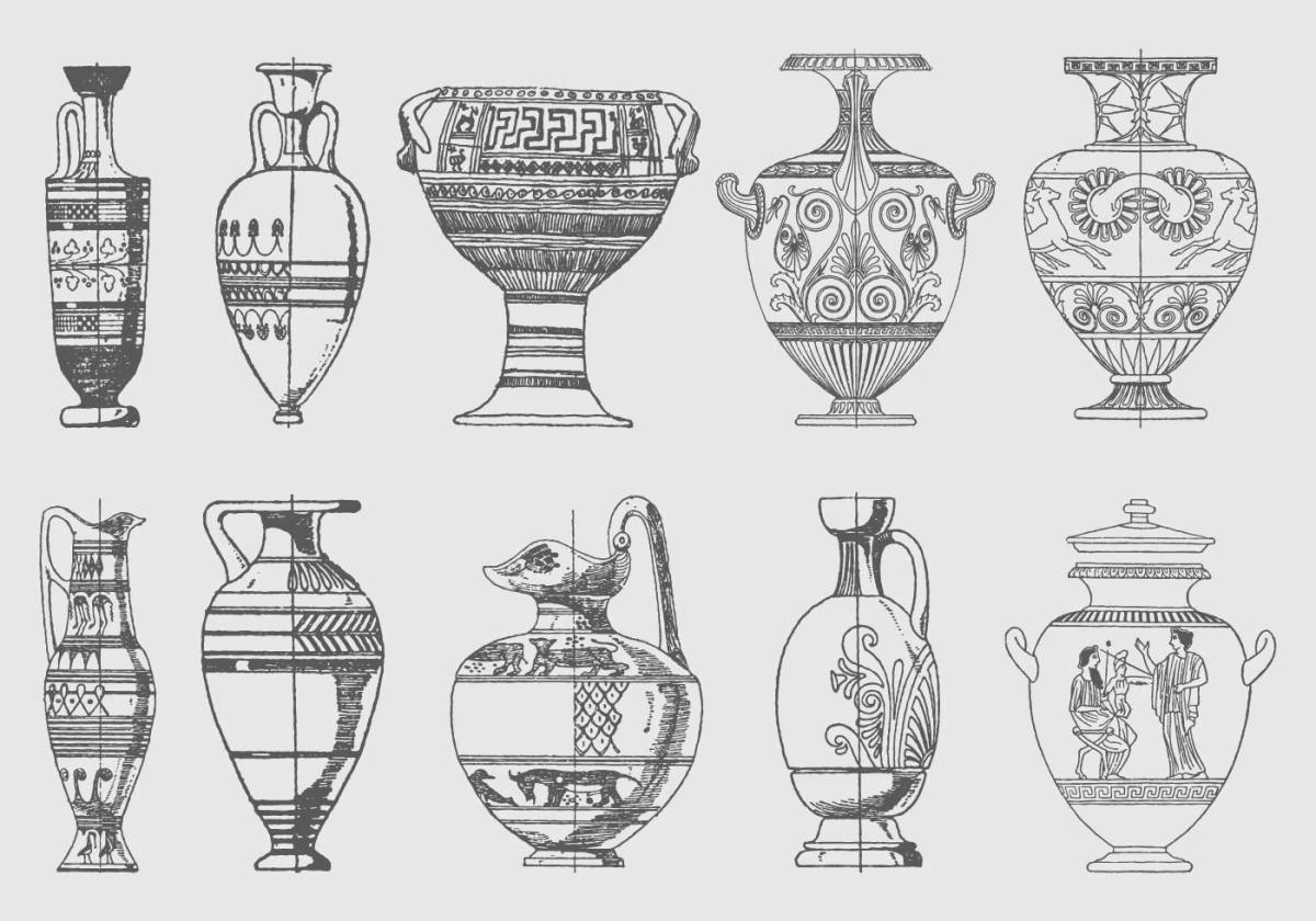Glittering amphora coloring page