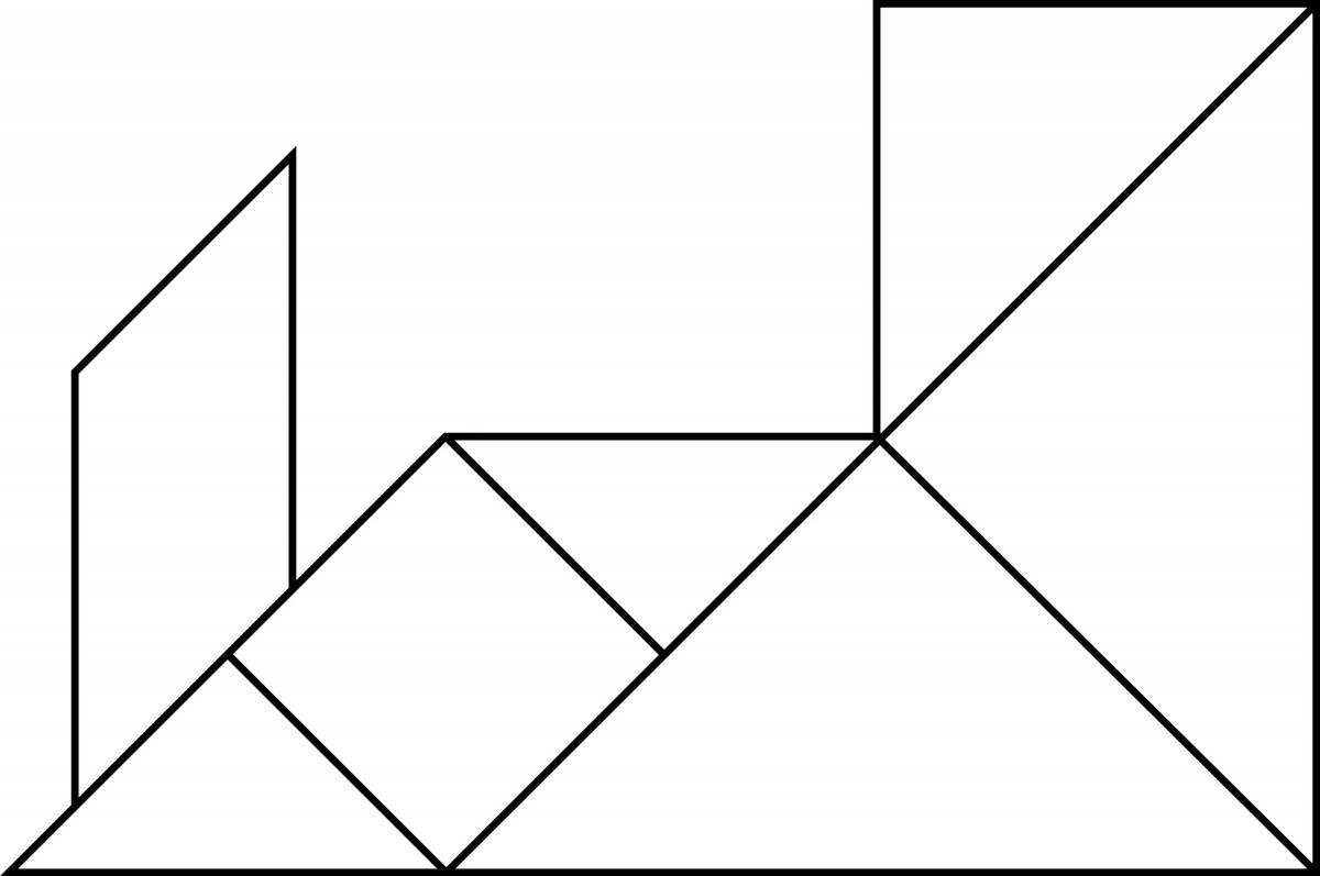 Colorful tangram coloring page