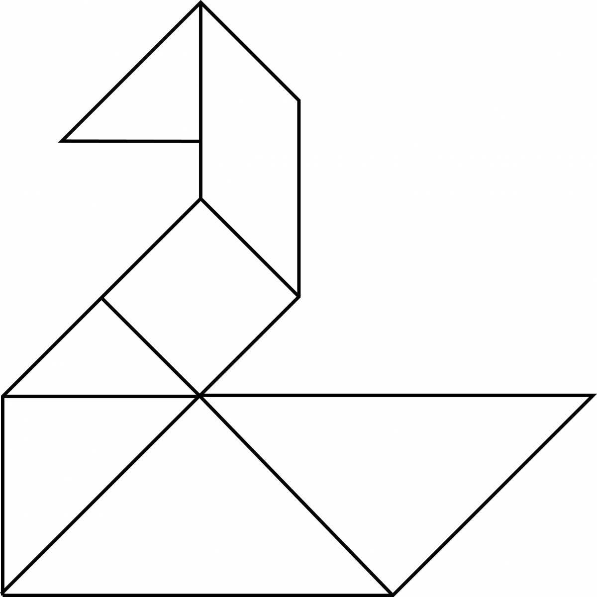 Bright tangram coloring page