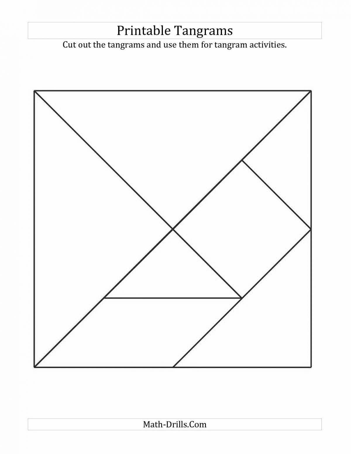 Playful tangram coloring page