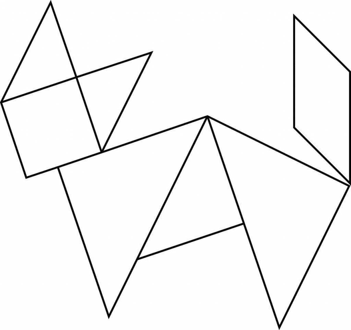 Magic tangram coloring page