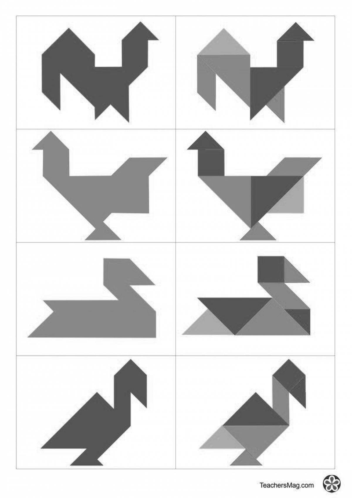 Color crazy tangram coloring book