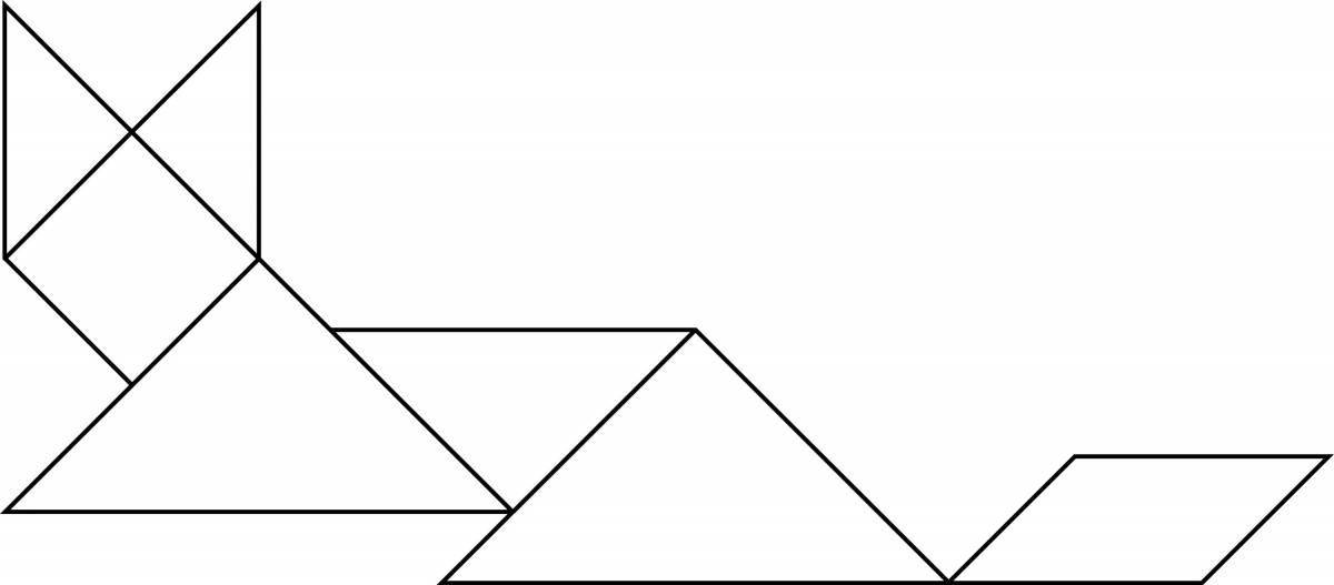 Цветная страница раскраски tangram