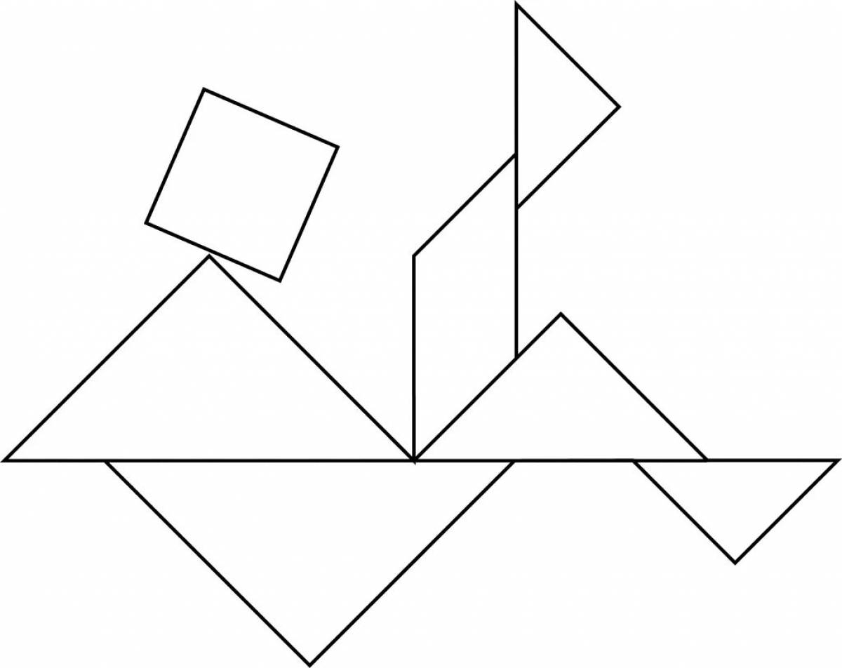 Color-innovative tangram coloring page