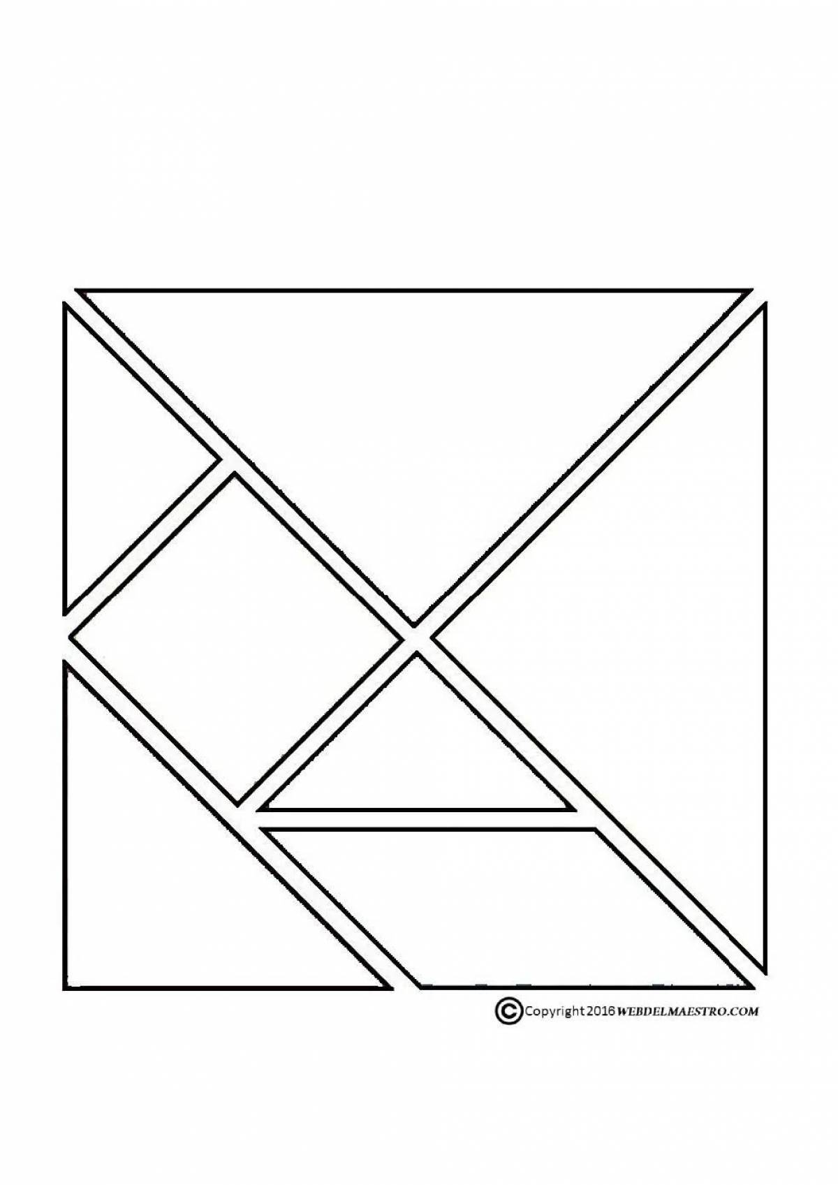 Color-imagination tangram coloring page