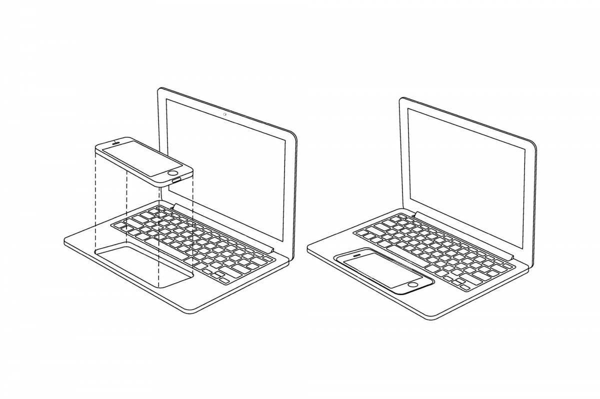 Macbook coloring book with color animation