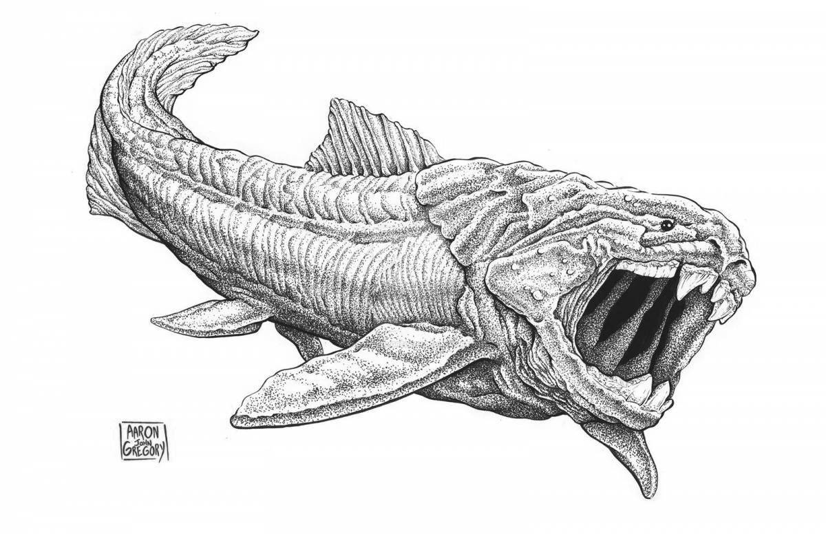 Fabulous Helicoprion coloring page