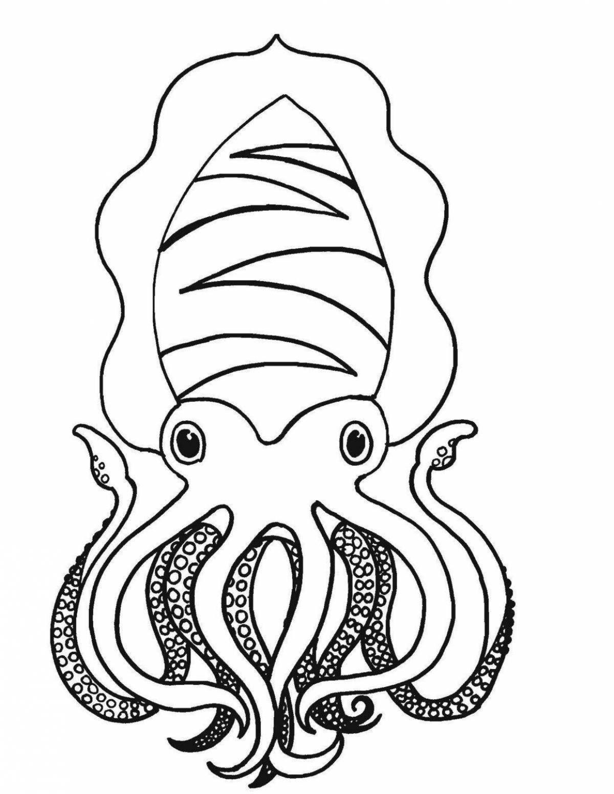 Bright cuttlefish coloring page