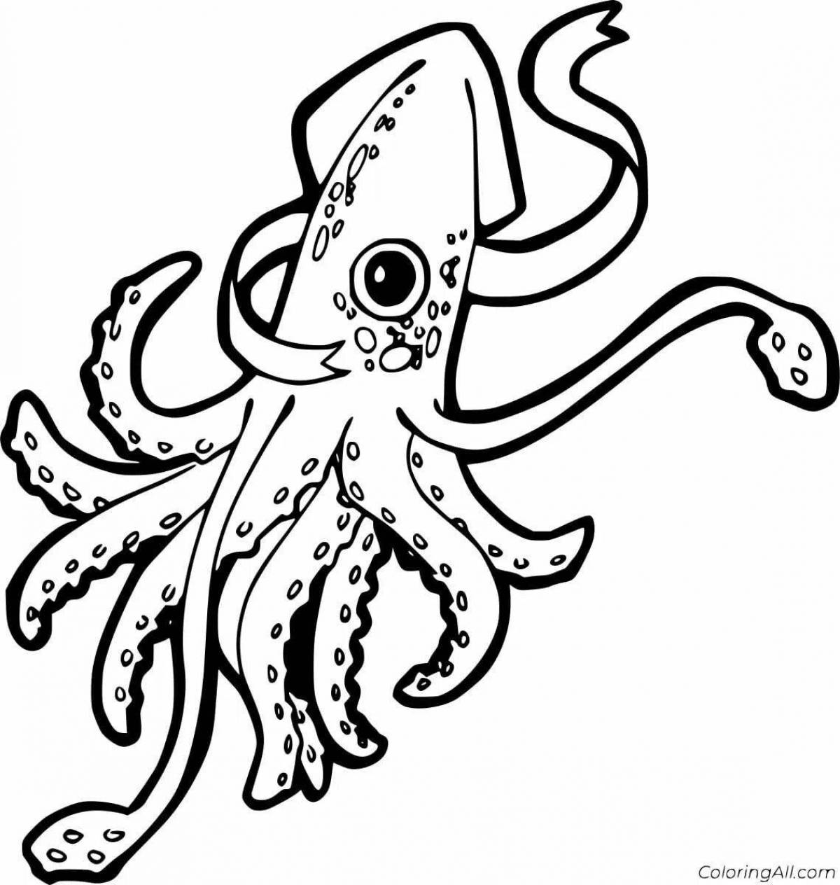 Awesome cuttlefish coloring page