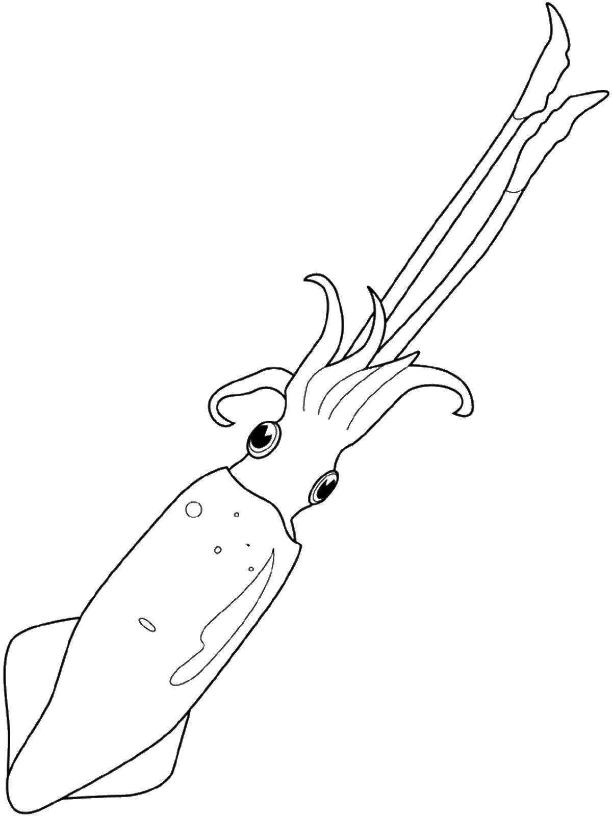 Adorable cuttlefish coloring page