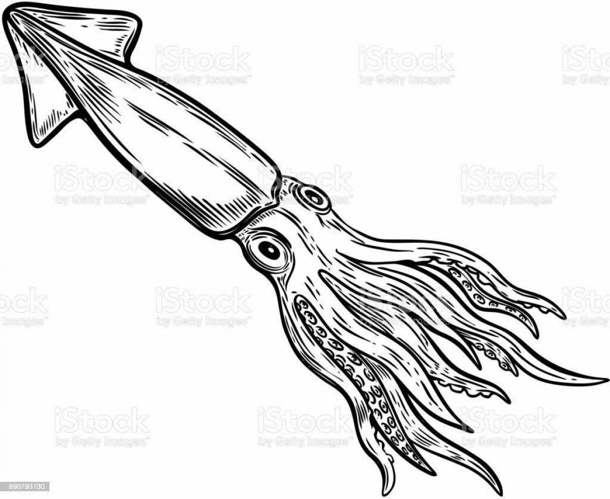Impressive cuttlefish coloring page