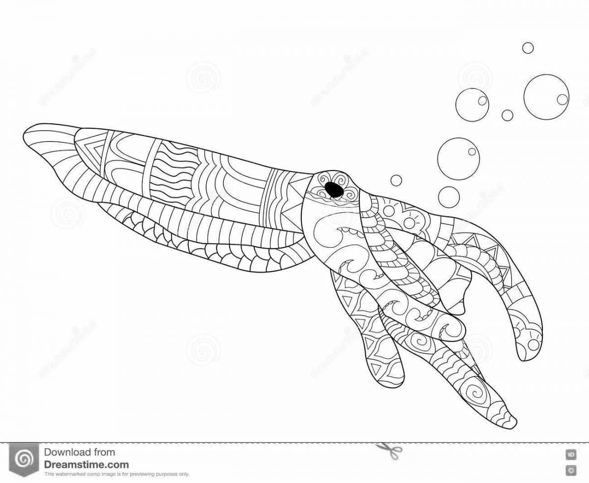 Coloring book dazzling cuttlefish