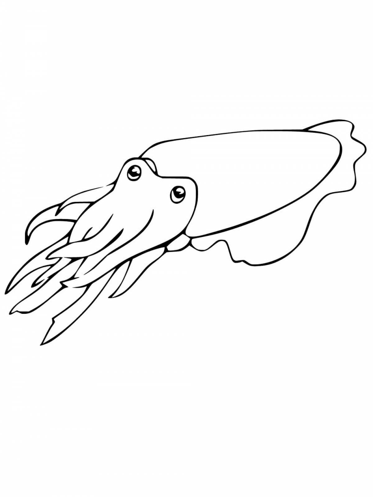 Coloring book stylish cuttlefish