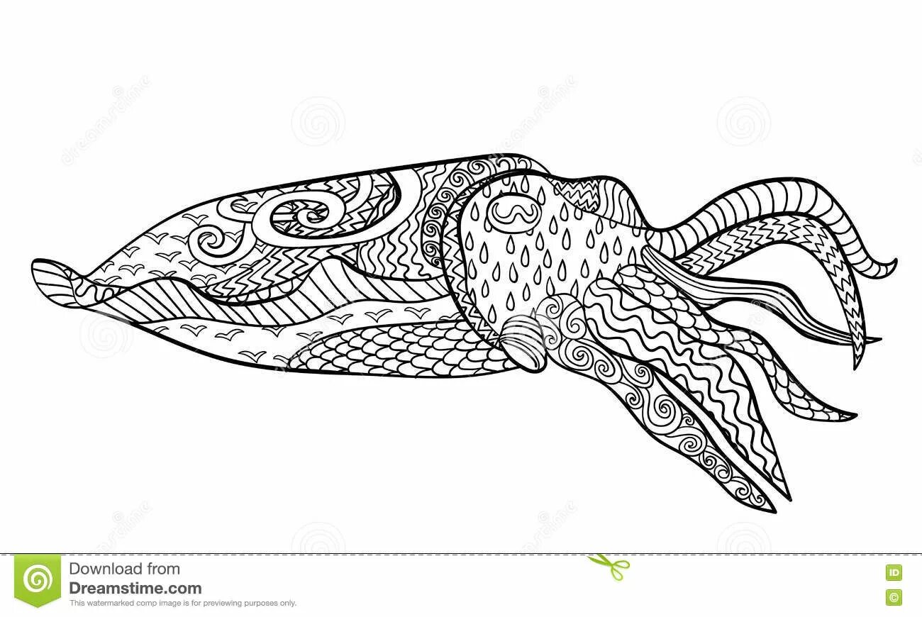 Cuttlefish trendy coloring page