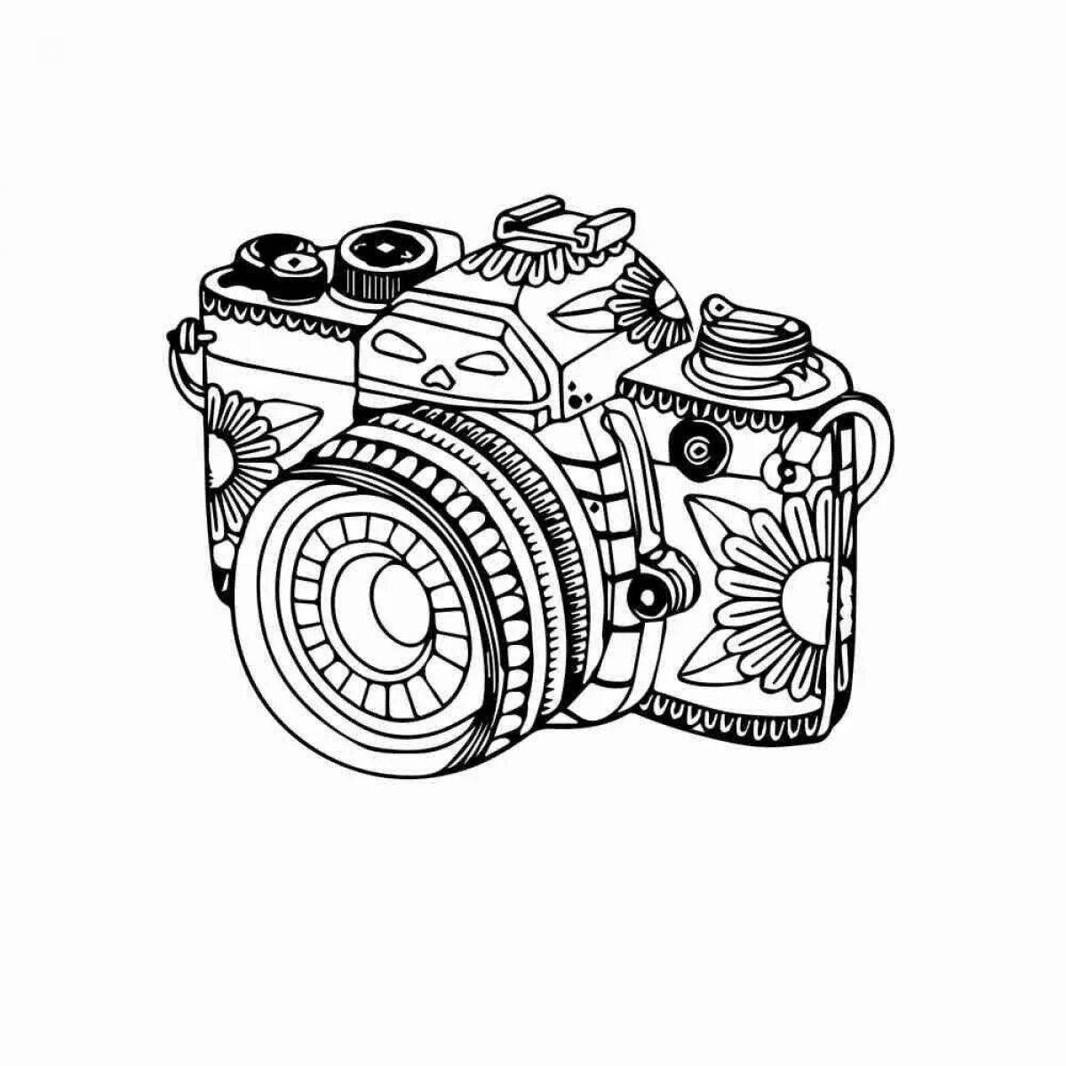 Colorful camera coloring page