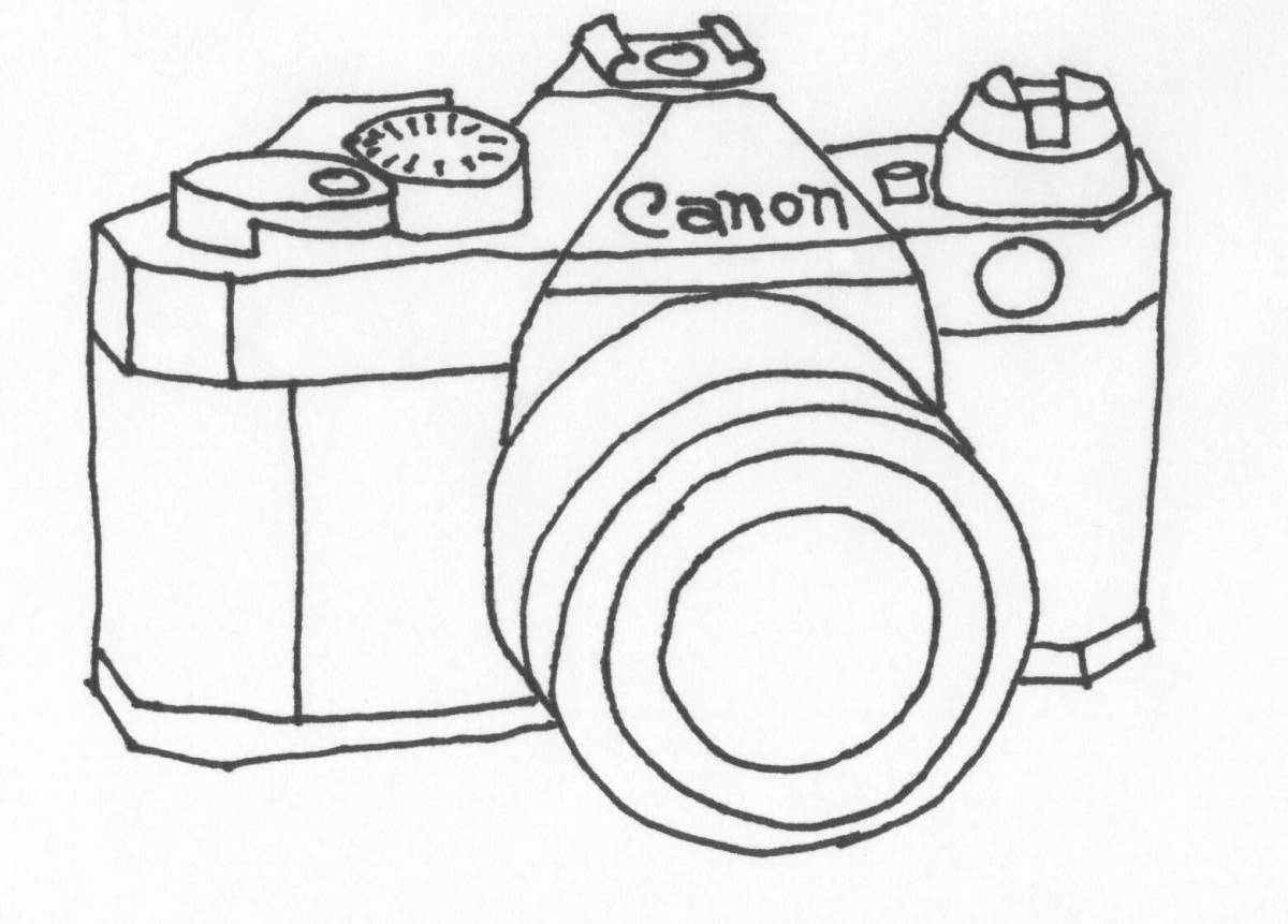 Яркая страница раскраски камеры