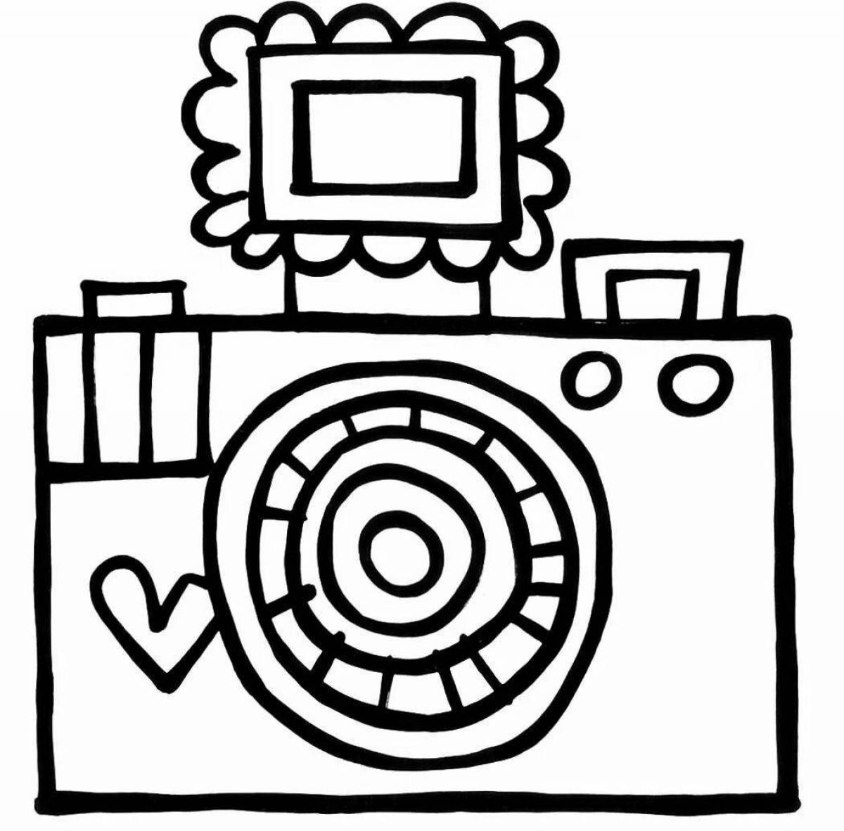 Playful camera coloring page
