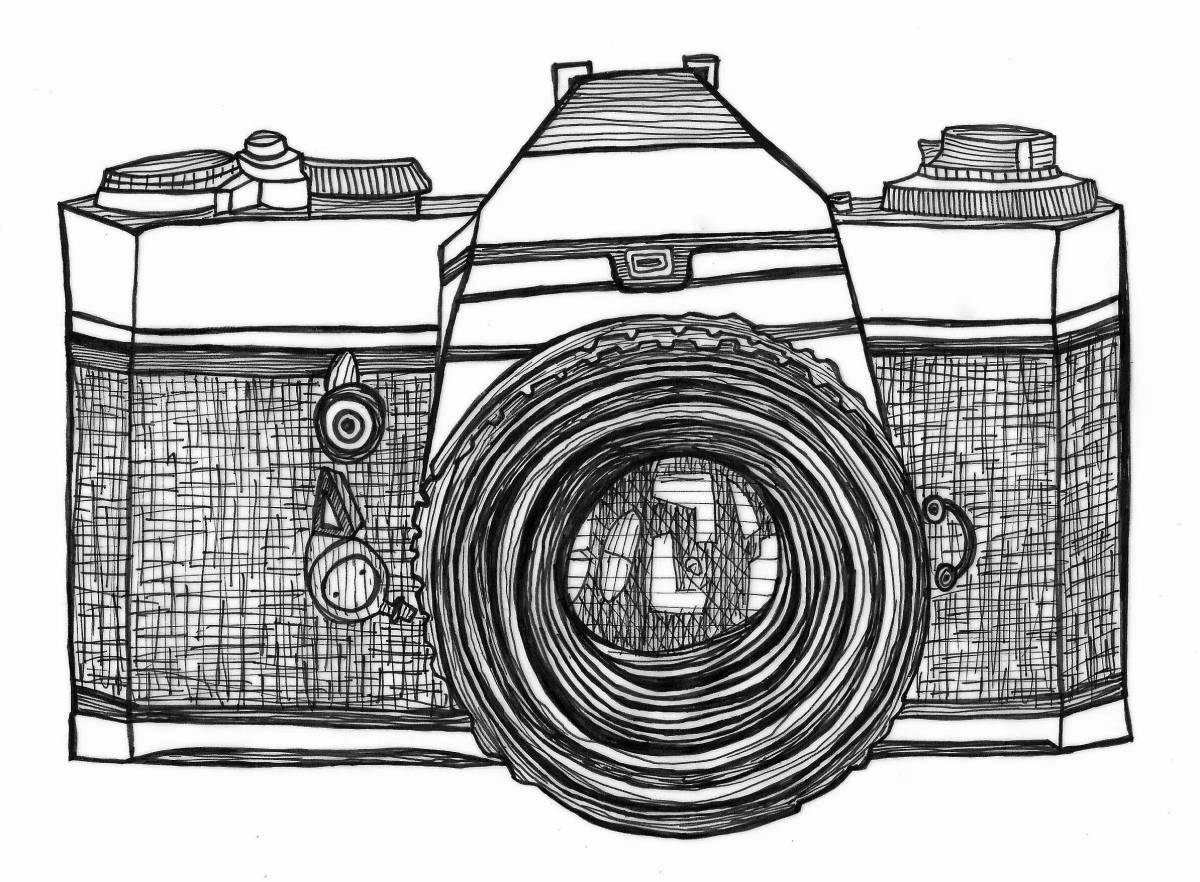 Glowing camera coloring page