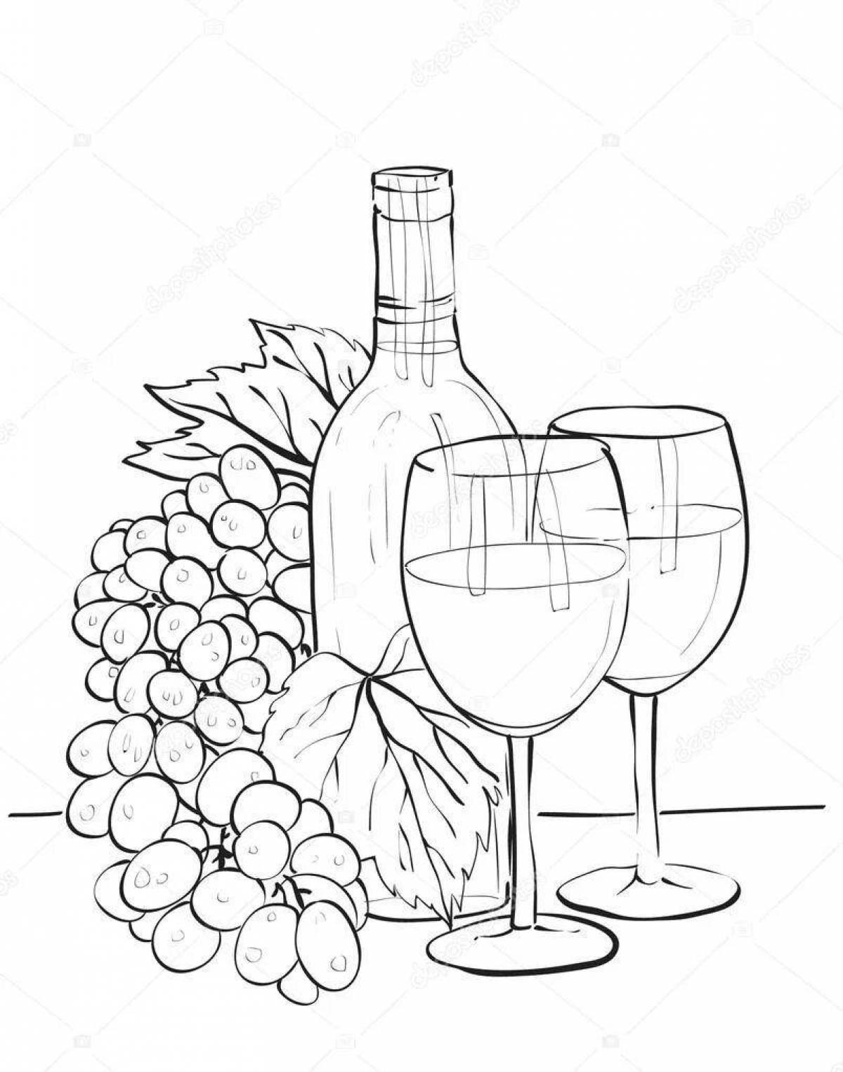Colorful wine coloring page