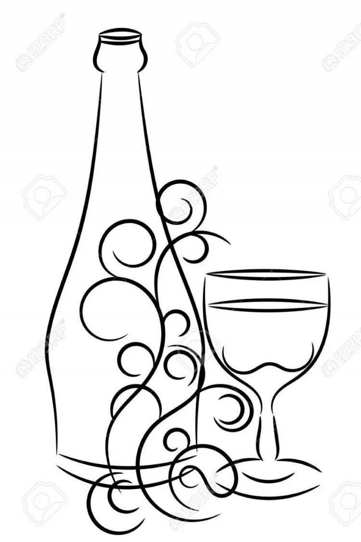 Charming wine coloring page
