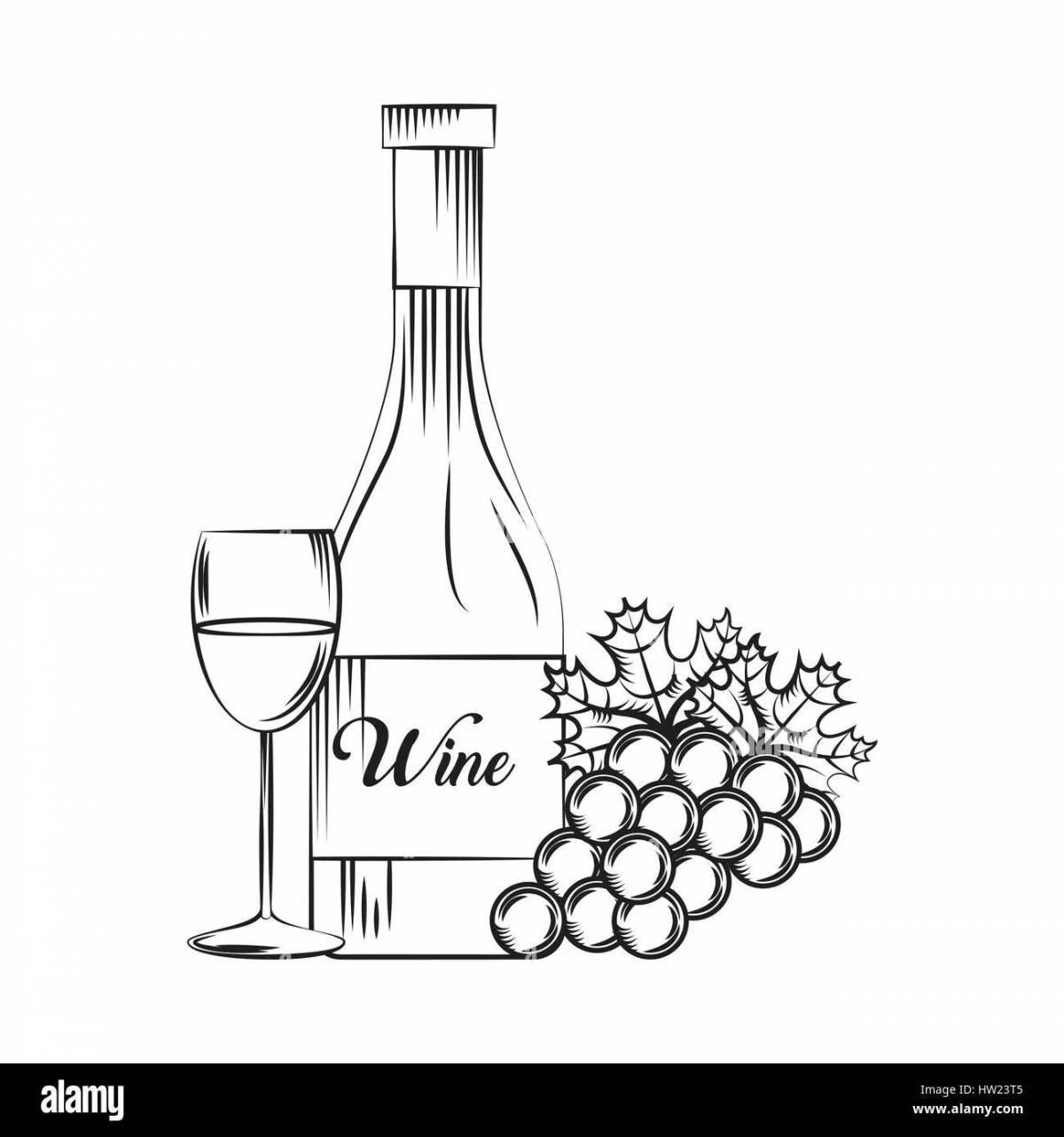 Stylish wine coloring page