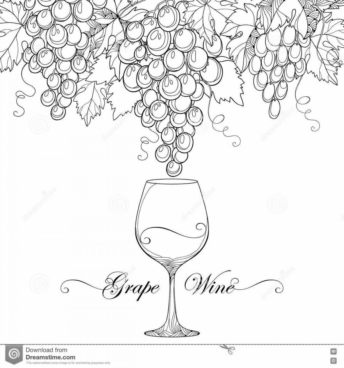 Inviting wine coloring page