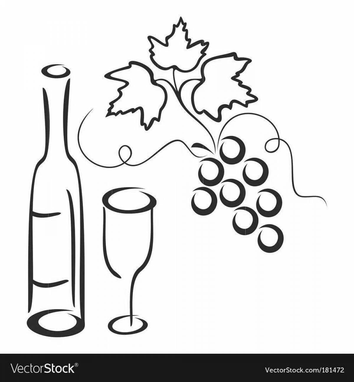 Intriguing wine coloring page