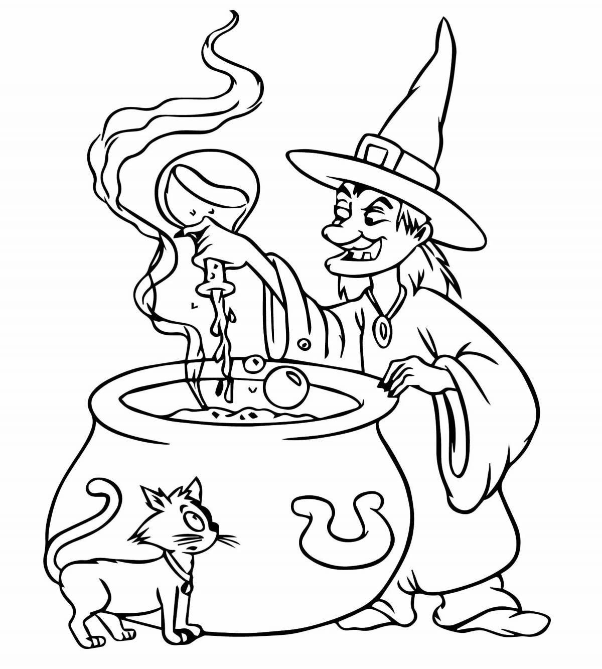 Spooky witch coloring book