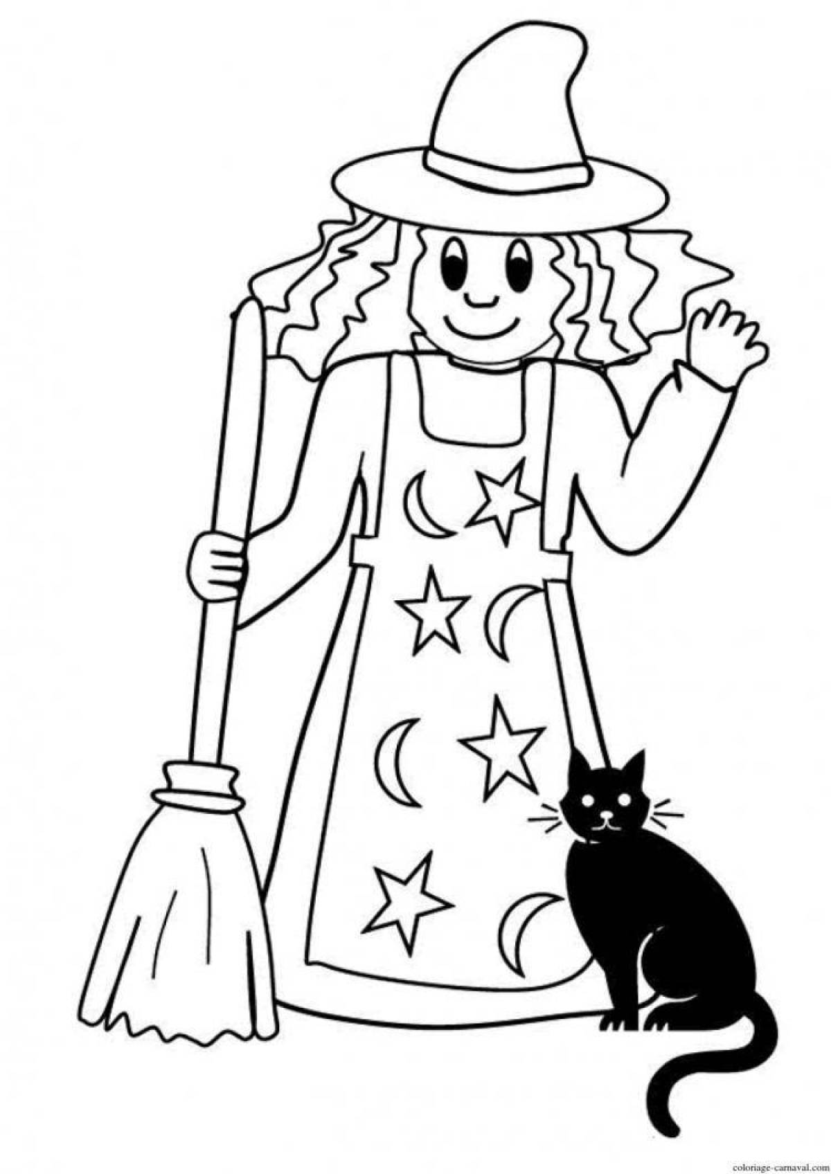 Fancy witch coloring book
